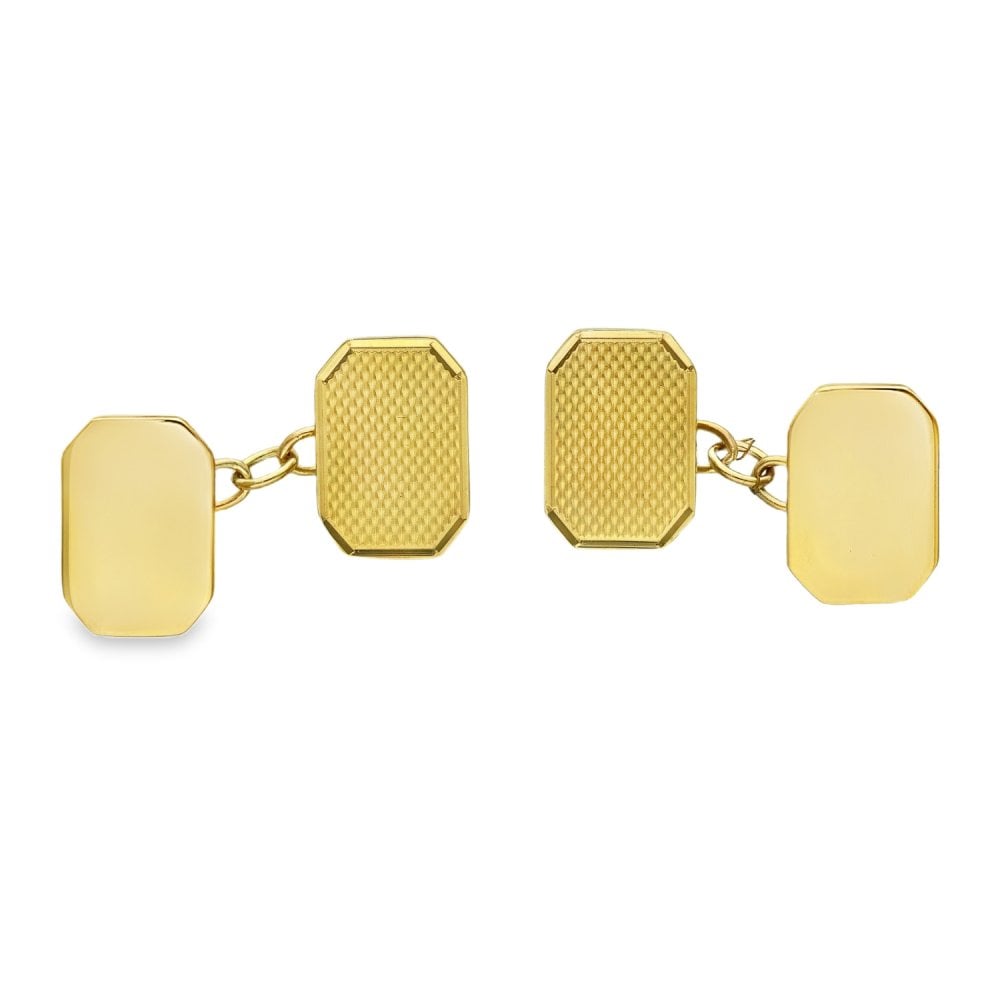 9ct Yellow Gold Octagonal Patterned Cufflinks - 11x16x1.5mm