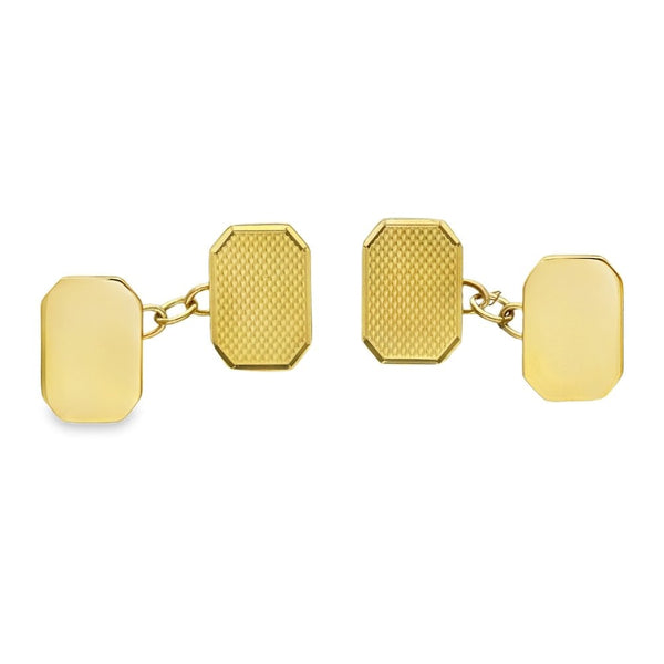 9ct Yellow Gold Octagonal Patterned Cufflinks - 11x16x1.5mm