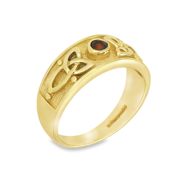 9ct Yellow Gold Celtic-Style Garnet Ring - Size N - 8mm
