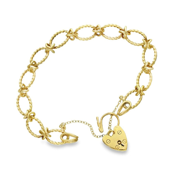 9ct Yellow Gold Oval Twist-Link Bracelet - 7" - 13.0g