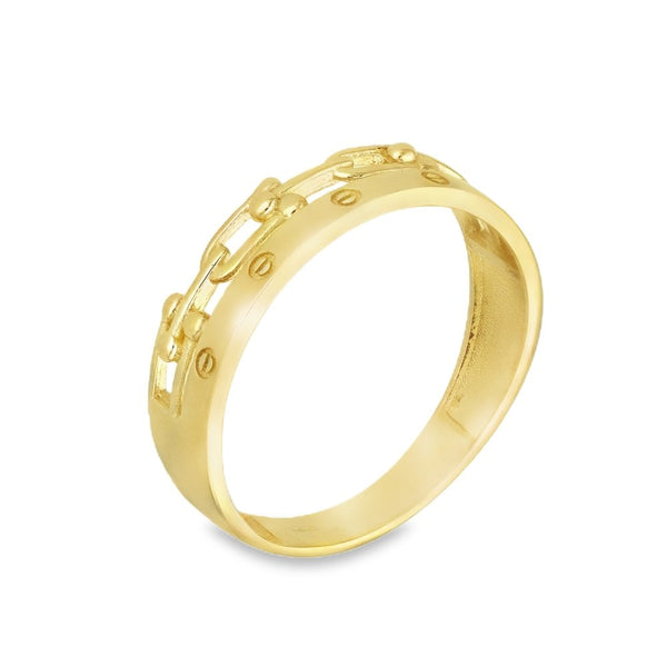 9ct Yellow Gold Stirrup & Band Ring - Size T - 6mm