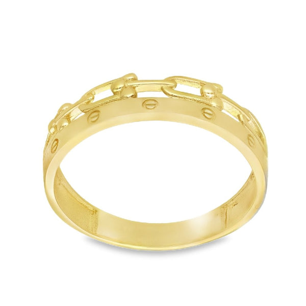 9ct Yellow Gold Stirrup & Band Ring - Size T - 6mm