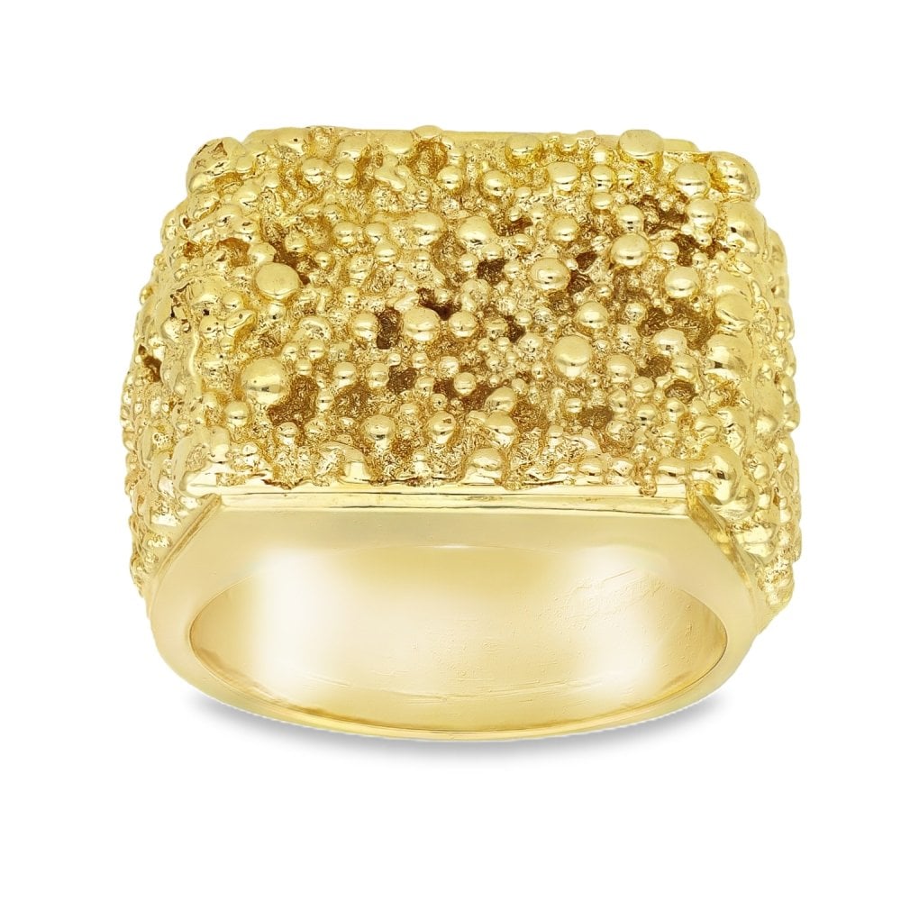 9ct Yellow Gold Heavy Rectangular Nugget Ring - Size U½ - 37.8g