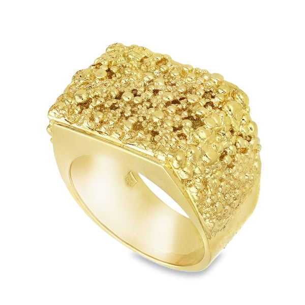 9ct Yellow Gold Heavy Rectangular Nugget Ring - Size U½ - 37.8g