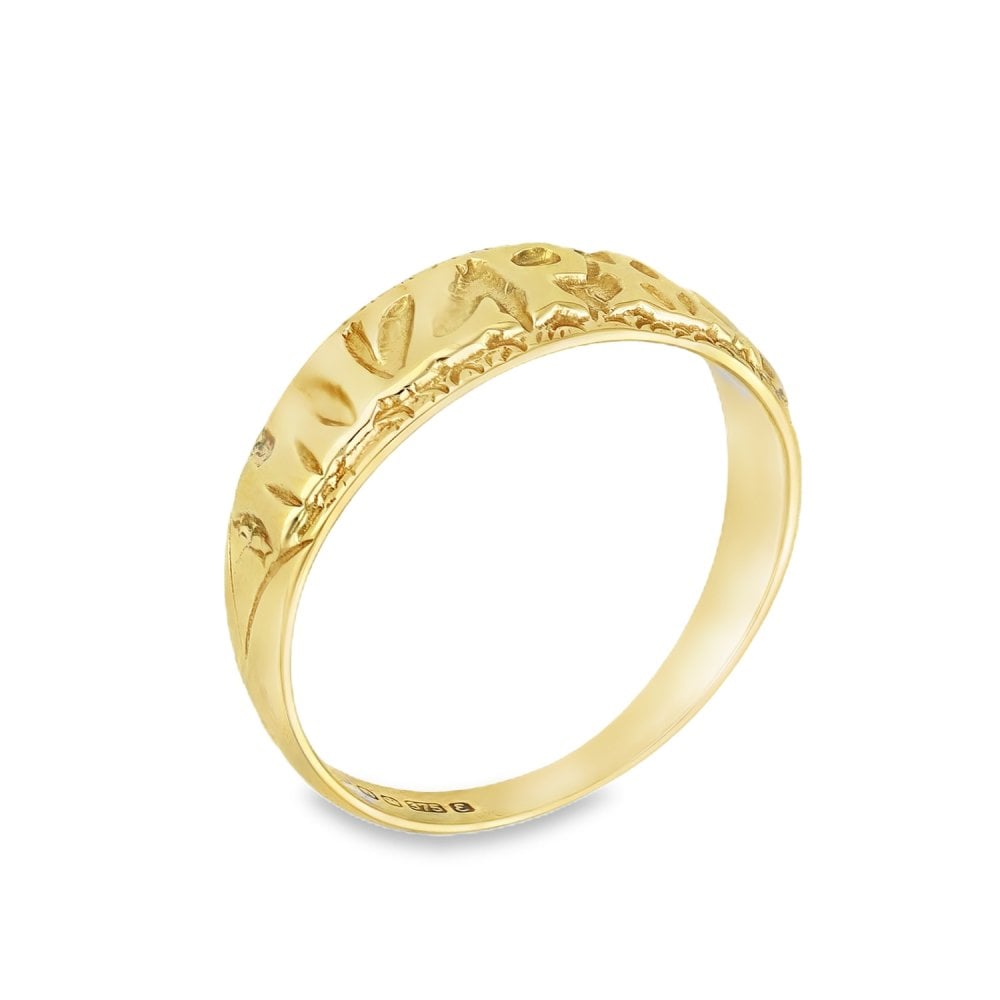 9ct Yellow Gold 'MIZPAH' Ring - Size P - 7mm