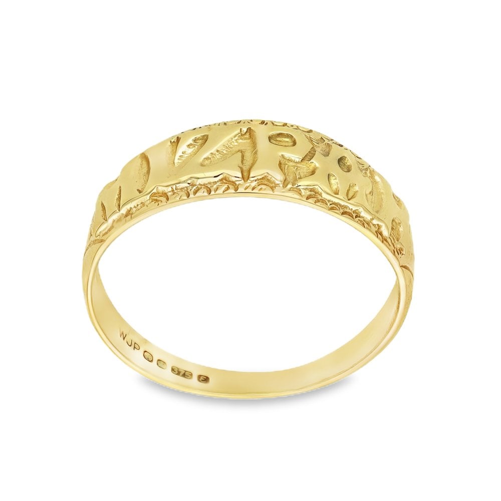 9ct Yellow Gold 'MIZPAH' Ring - Size P - 7mm