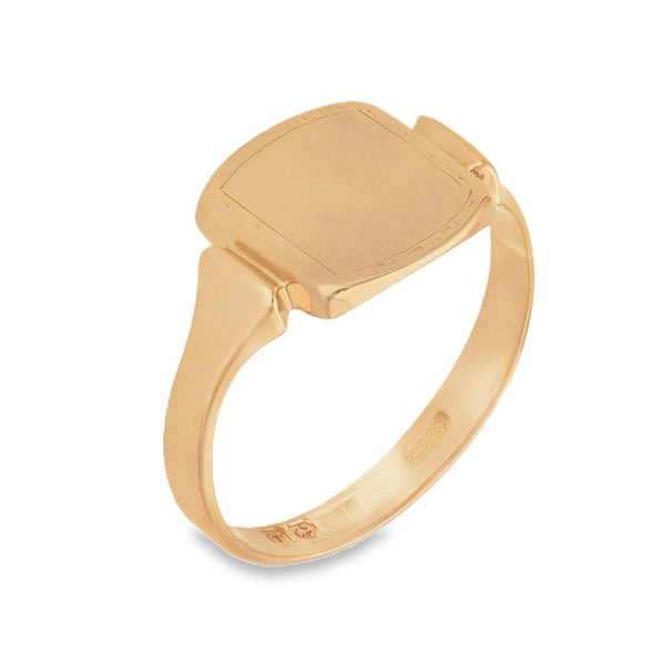 9ct Rose Gold Cushion Signet Ring - Size U½ - 12x12mm