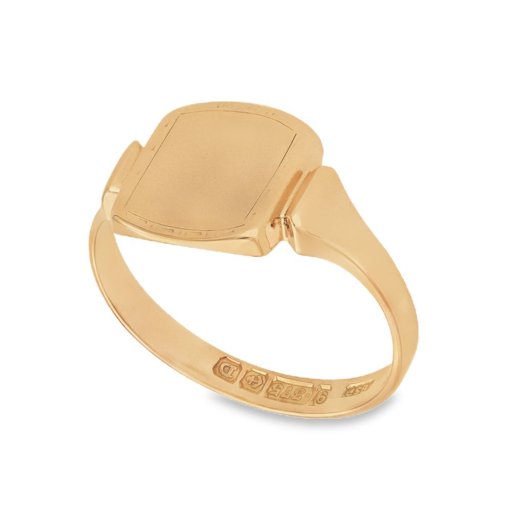 9ct Rose Gold Cushion Signet Ring - Size U½ - 12x12mm