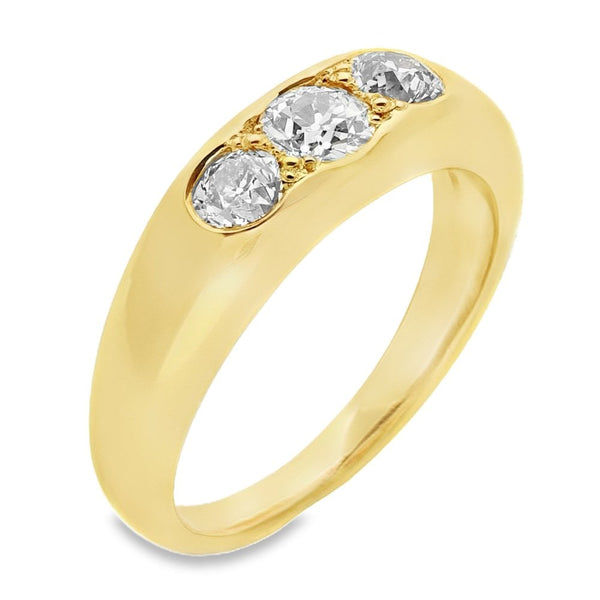 Mens 18ct Yellow Gold Trilogy Diamond Set Ring - 1.26ct