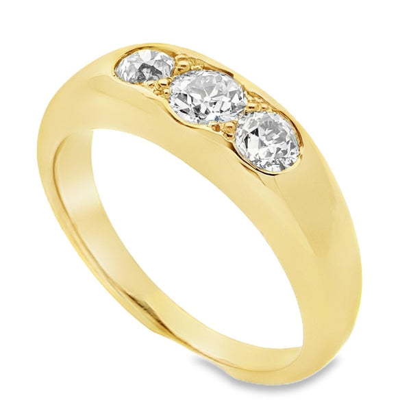 Mens 18ct Yellow Gold Trilogy Diamond Set Ring - 1.26ct