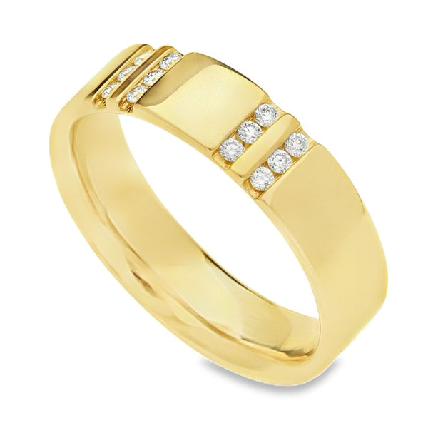 Gents 18ct Yellow Gold Diamond Wedding Ring - Size S½ - 9.2g