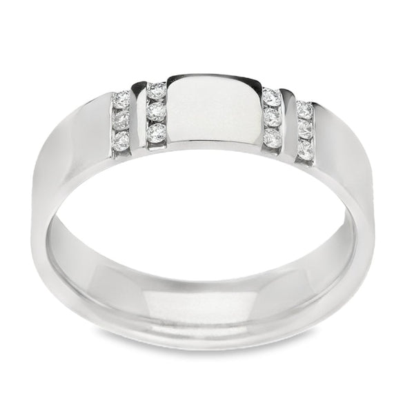 Gents 18ct White Gold Diamond Wedding Ring - Size T½ - 9.3g