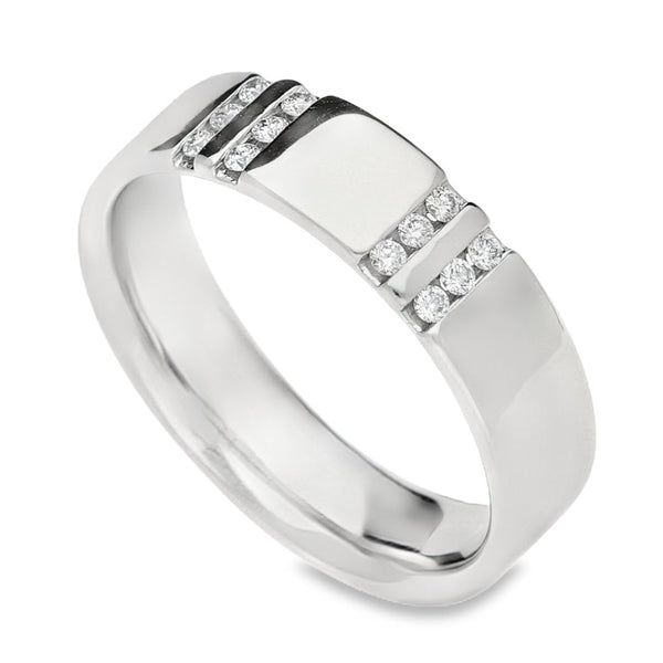 Gents 18ct White Gold Diamond Wedding Ring - Size T½ - 9.3g