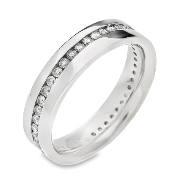 Gents 18ct White Gold Diamond Wedding Ring - 0.77ct - 9.2g
