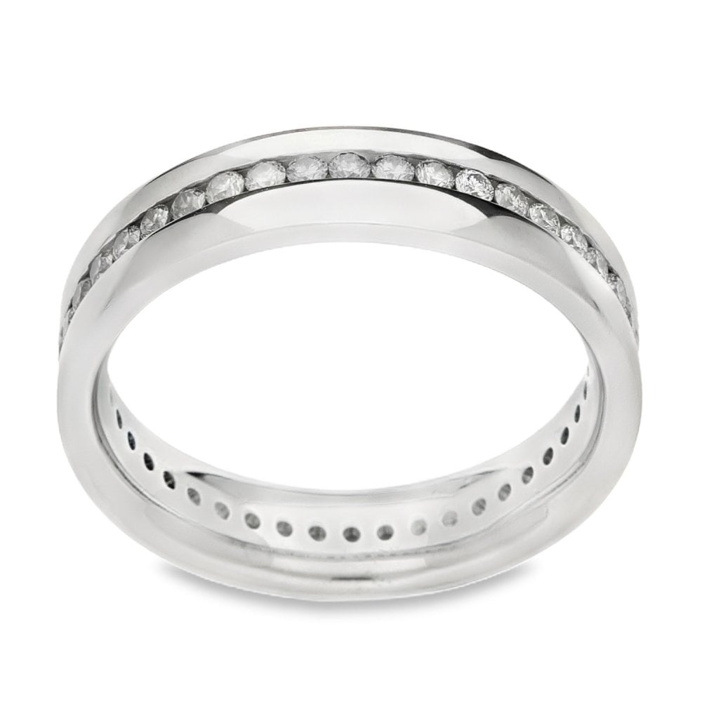 Gents 18ct White Gold Diamond Wedding Ring - 0.77ct - 9.2g