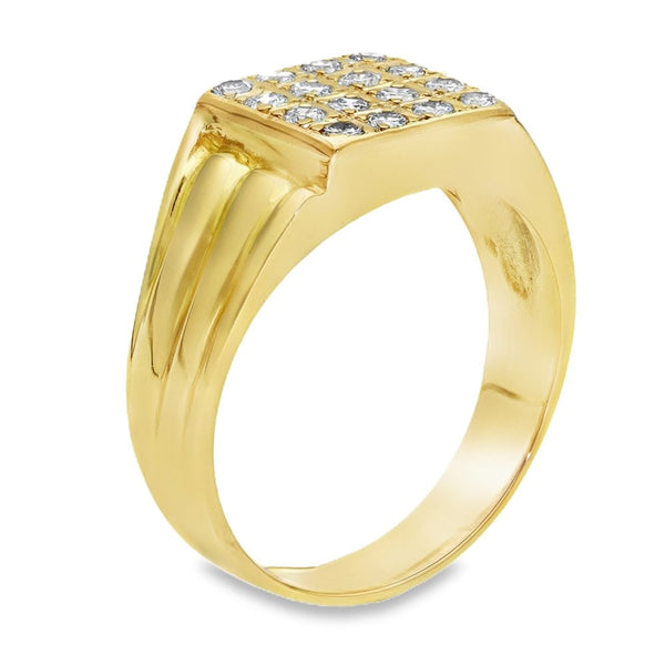 Gents 18ct Yellow Gold Diamond Cluster Ring - 0.75ct