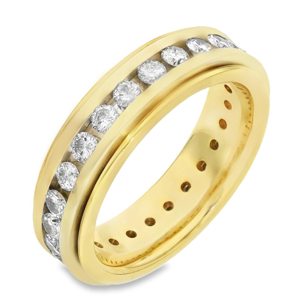 18ct Yellow & White Gold Full Eternity Spinner Ring - 1.50ct