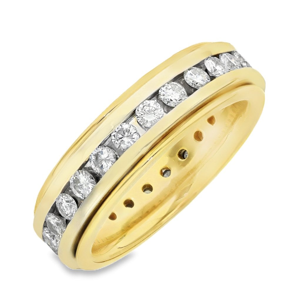 18ct Yellow & White Gold Full Eternity Spinner Ring - 1.50ct
