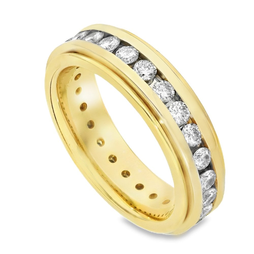 18ct Yellow & White Gold Full Eternity Spinner Ring - 1.50ct