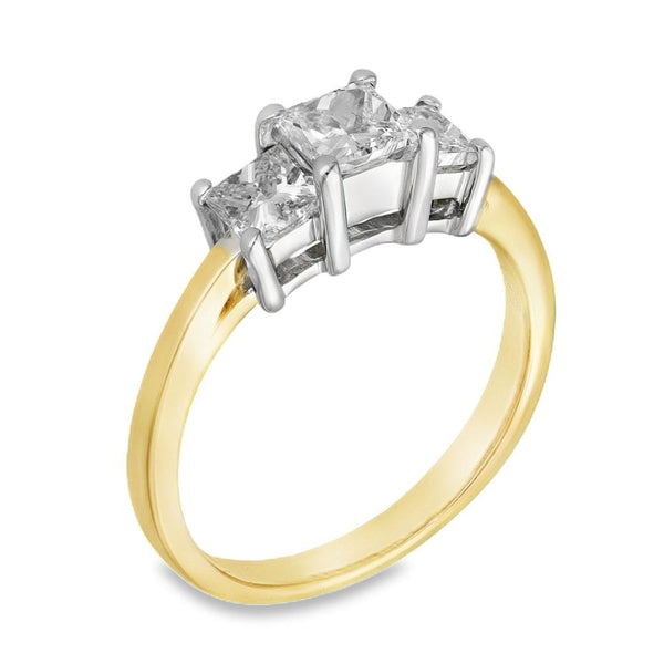 18ct Yellow Gold 1.00ct Diamond Trilogy Ring - Size L½