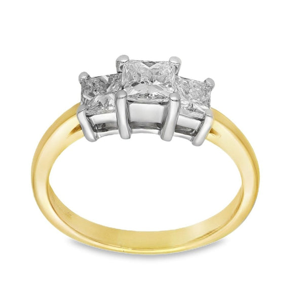 18ct Yellow Gold 1.00ct Diamond Trilogy Ring - Size L½