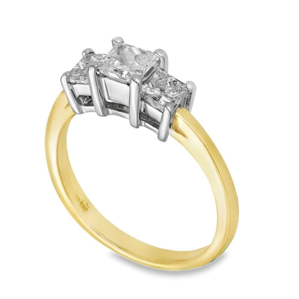 18ct Yellow Gold 1.00ct Diamond Trilogy Ring - Size L½
