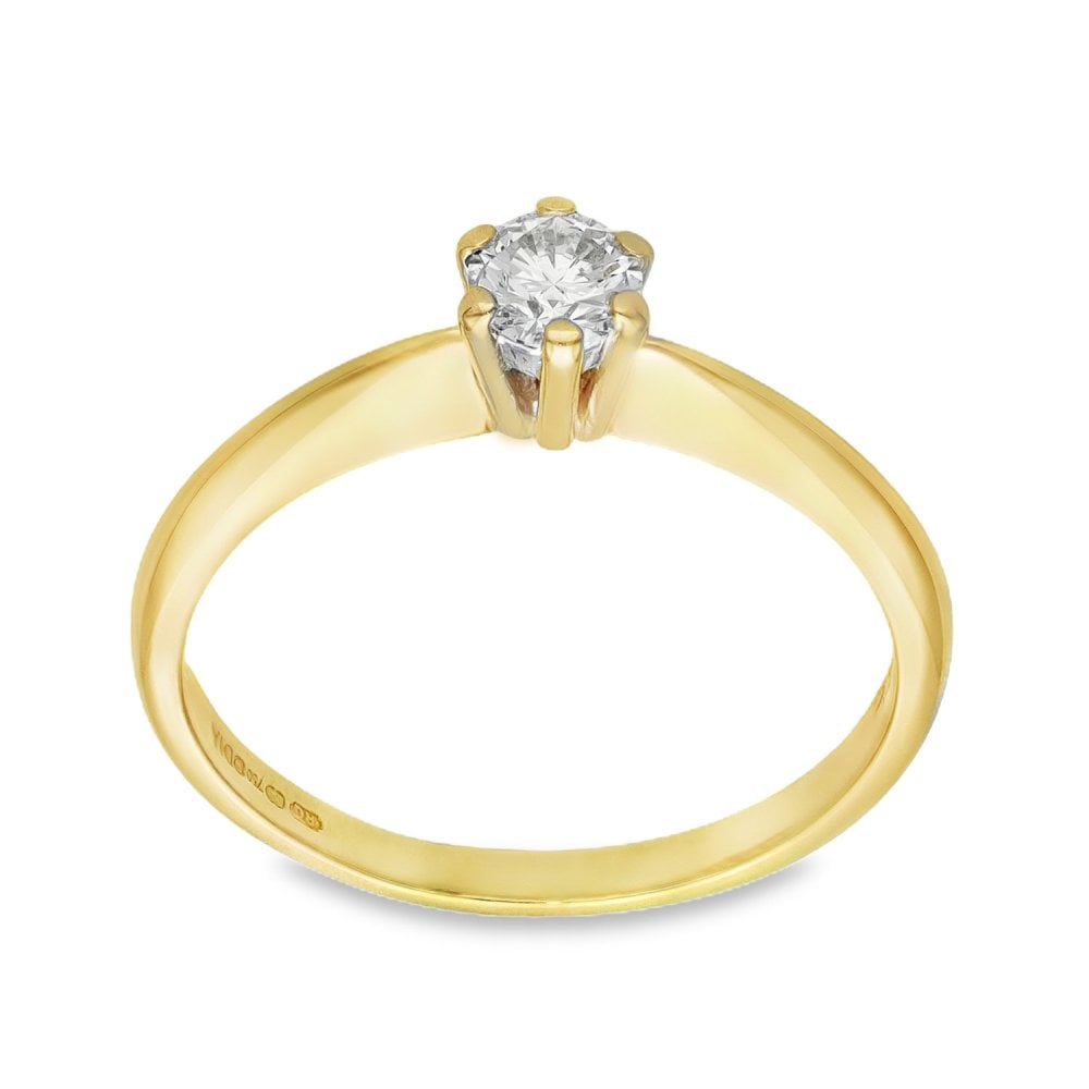 18ct Yellow Gold Diamond Solitaire Engagement Ring - Size Q½