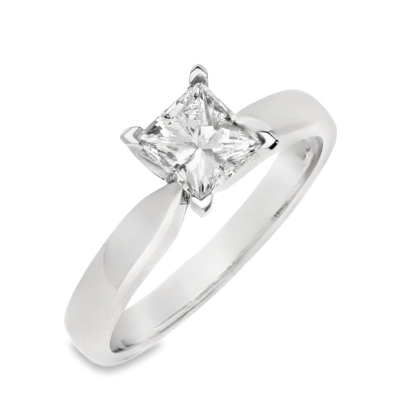 Ladies Platinum Princess-Cut Diamond Engagement Ring - 0.90ct