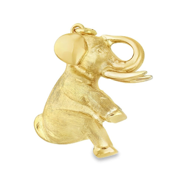 9ct Yellow Gold Elephant Charm - 27x21x11mm - 5.7g