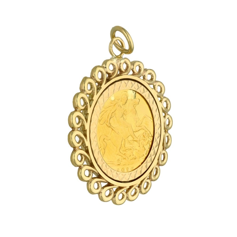 1915 Yellow Gold Half Sovereign Coin Pendant - 29x33x2mm - 7.9g