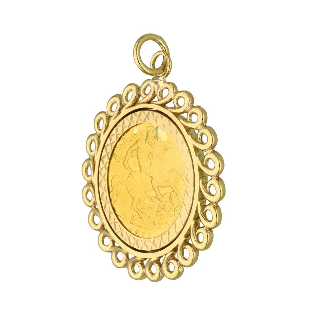 1915 Yellow Gold Half Sovereign Coin Pendant - 29x33x2mm - 7.9g