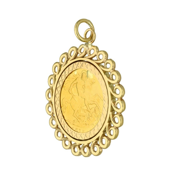 1915 Yellow Gold Half Sovereign Coin Pendant - 29x33x2mm - 7.9g