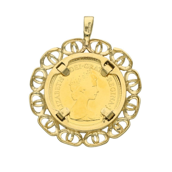 1982 Yellow Gold Half Sovereign Coin Pendant - 29x36x2mm - 7.9g