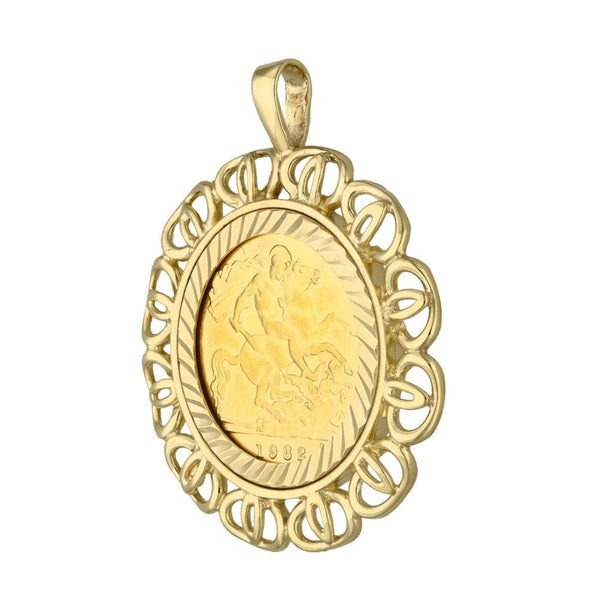 1982 Yellow Gold Half Sovereign Coin Pendant - 29x36x2mm - 7.9g