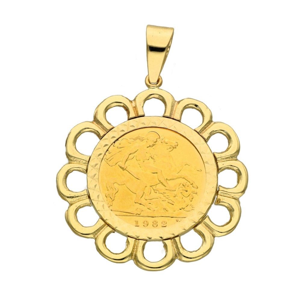 1982 Yellow Gold Half Sovereign Coin Pendant - 30x32x2mm - 7.0g
