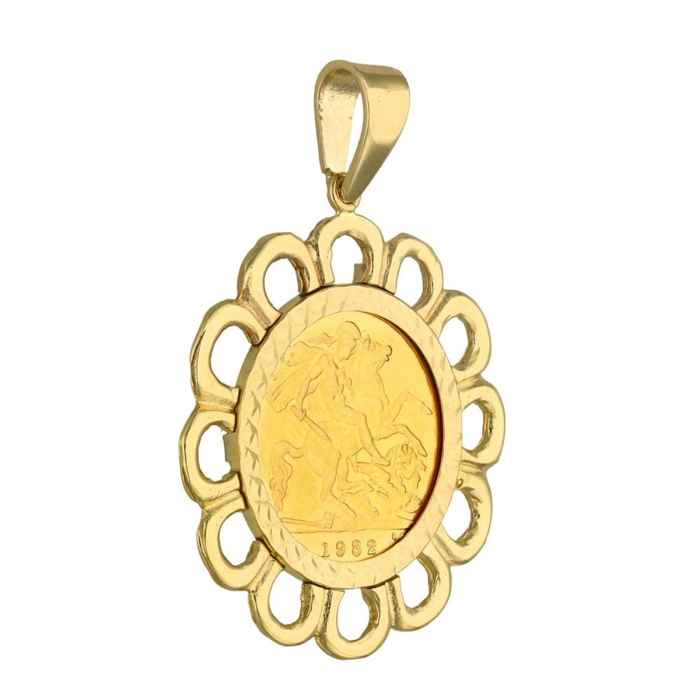1982 Yellow Gold Half Sovereign Coin Pendant - 30x32x2mm - 7.0g