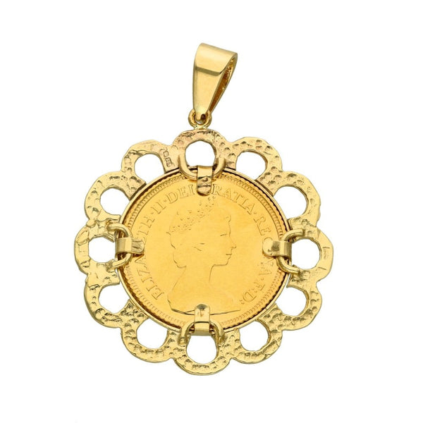 1982 Yellow Gold Half Sovereign Coin Pendant - 30x32x2mm - 7.0g