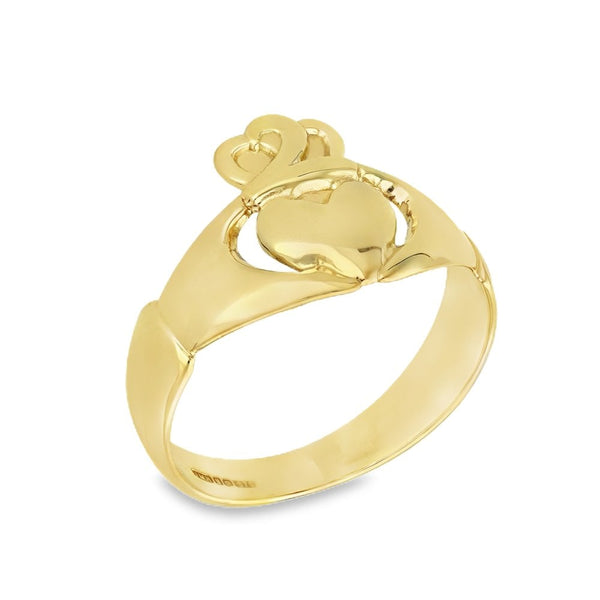 9ct Yellow Gold Claddagh Ring - Size O½ - 13mm