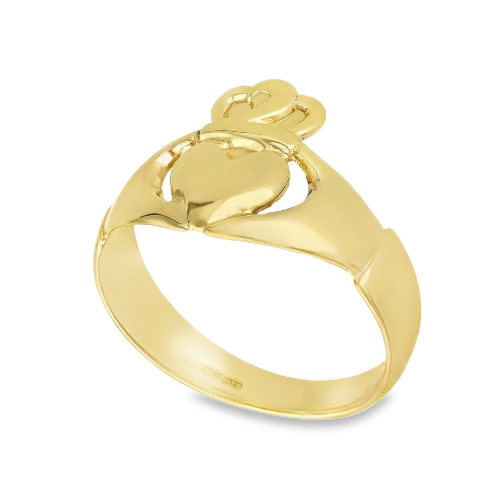 9ct Yellow Gold Claddagh Ring - Size O½ - 13mm