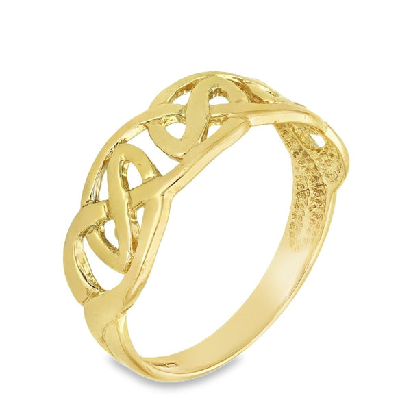 9ct Yellow Gold Open Celtic-Style Band - Size T - 8mm