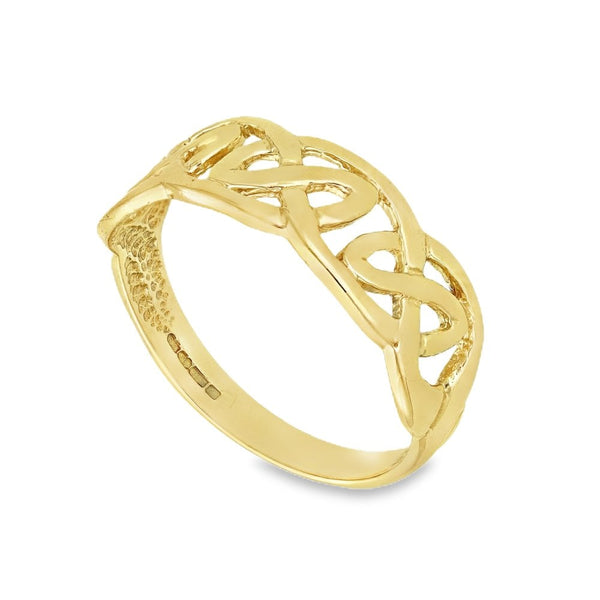 9ct Yellow Gold Open Celtic-Style Band - Size T - 8mm