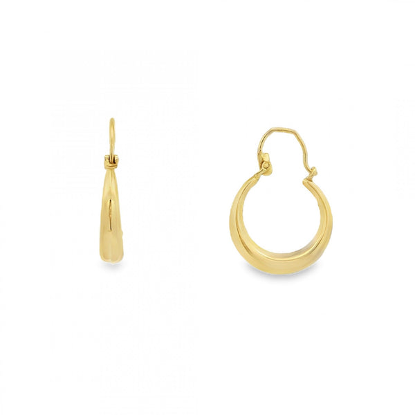 9ct Yellow Gold Round Hoop Earrings - 15x21x3.5mm - 1.1g