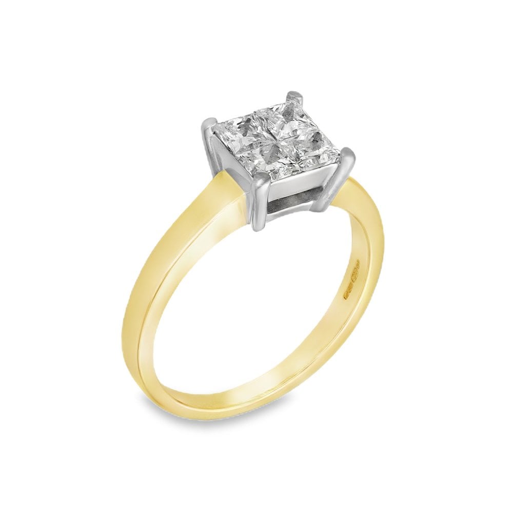 Ladies 18ct Yellow Gold Diamond Cluster Ring - Size K
