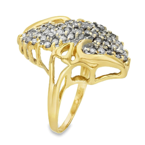 Ladies 9ct Yellow Gold Diamond Cluster Ring - Size O - 1.00ct