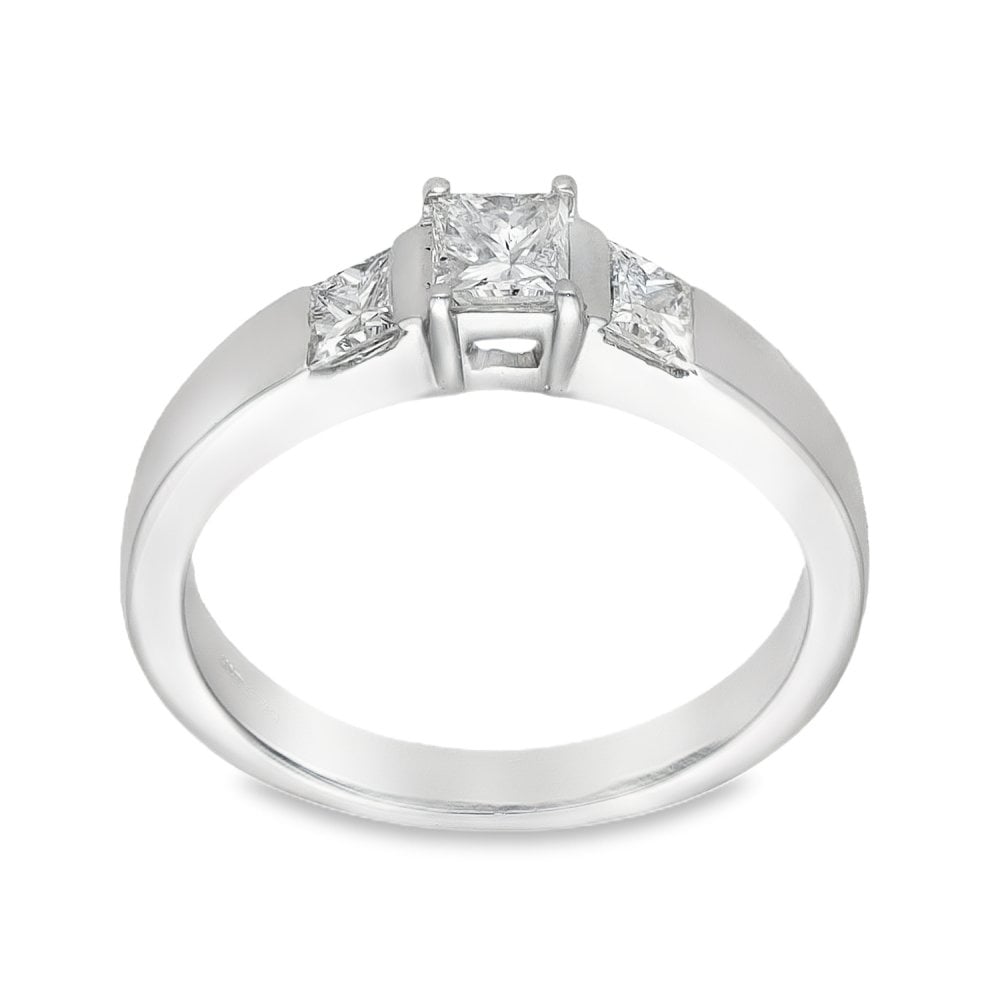 Ladies 18ct White Gold Diamond Trilogy Ring - 0.82ct