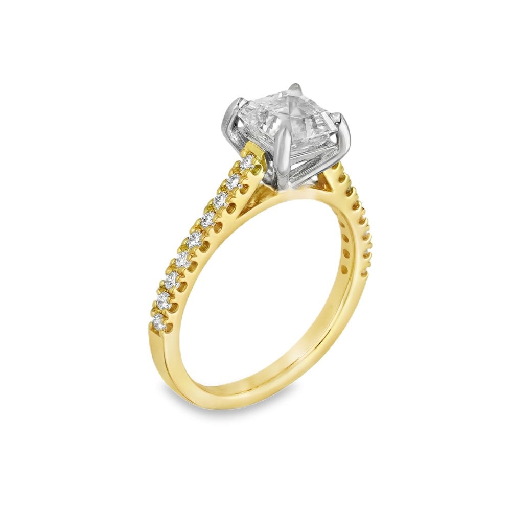 18ct Yellow Gold Certified Asscher Diamond Ring - 1.71ct - VS1