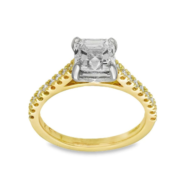 18ct Yellow Gold Certified Asscher Diamond Ring - 1.71ct - VS1