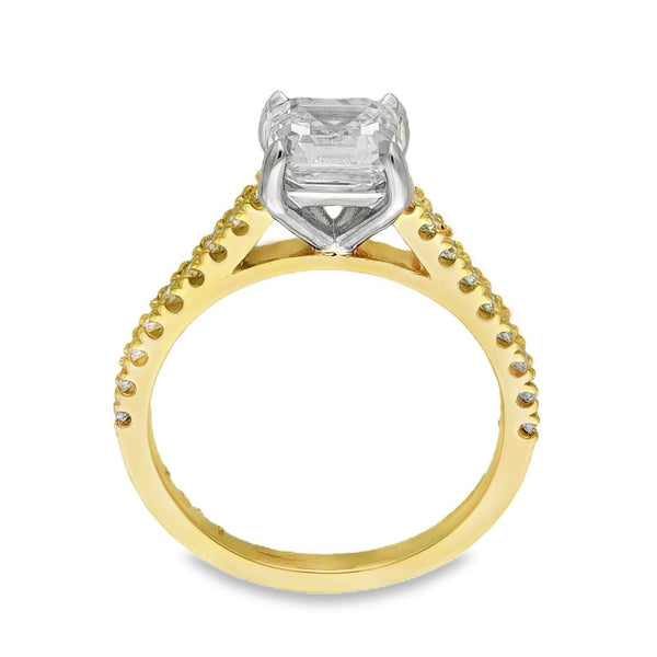 18ct Yellow Gold Certified Asscher Diamond Ring - 1.71ct - VS1