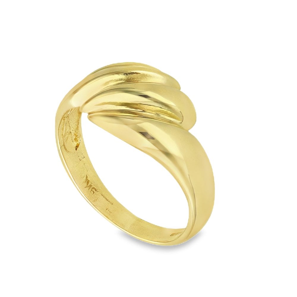 9ct Yellow Gold Grooved Ring - Size N - 10mm