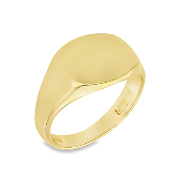 9ct Yellow Gold Cushion Signet Ring - Size Q - 12mm